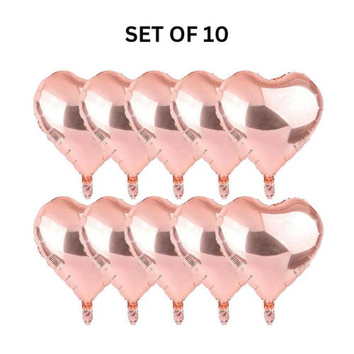 Load image into Gallery viewer, Rose Gold Heart Shape Foil Balloon 5″ inch for Anniversary, Valentine Party &amp; Birthday Party Pack of 10
