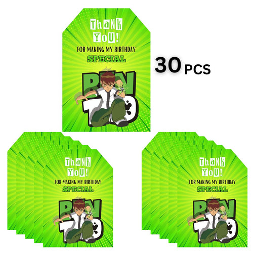 Load image into Gallery viewer, Ben10 Theme Birthday Favour Tags (2 x 3.5 inches/250 GSM Cardstock/Mixcolour/30Pcs)
