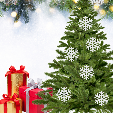 Merry Christmas Snowflake Bunting - (5.5 Inches/250 GSM Cardstock/White/6)