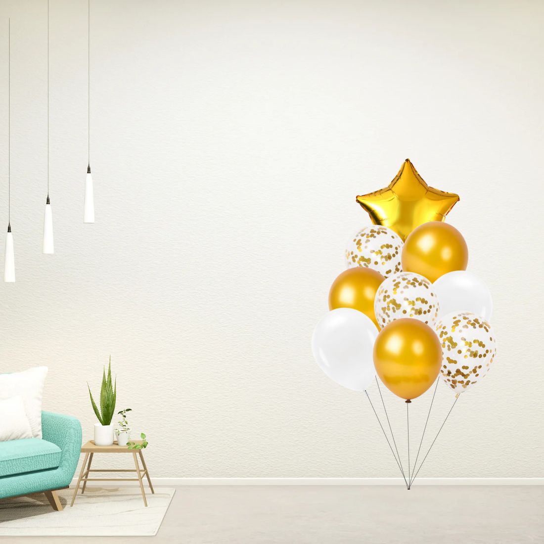 9 Pcs Set Star, Confetti &amp; Latex Balloon