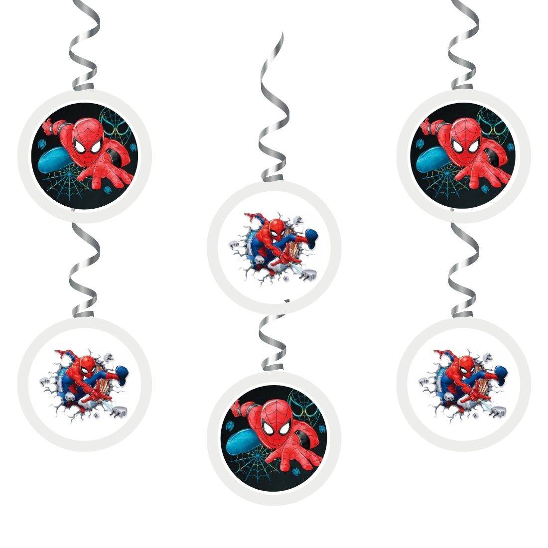 Spider superhero Dangler/Wall Hanging Birthday Decoration – (6 Pieces)