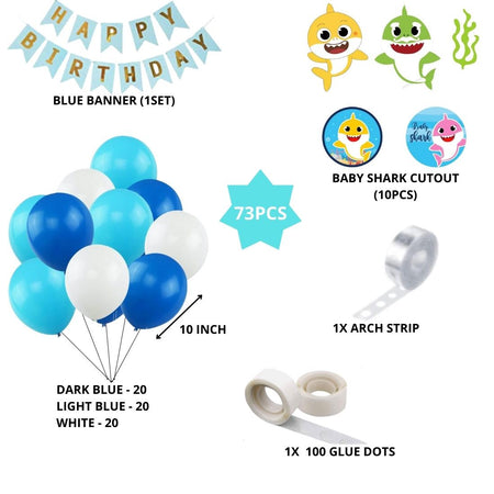 Baby Shark Theme Birthday Balloon Decoration DIY Kit (73 Pcs)