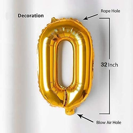 32 Inches Number Foil Balloon, Gold Color, Number 0