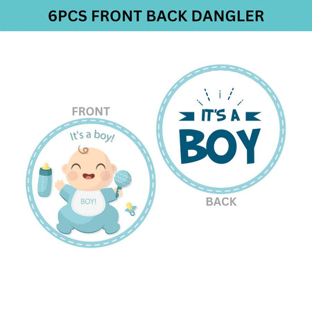 Baby Boy Welcome Danglers - (6 inches/250 GSM Cardstock/Mixcolour/6Pcs)