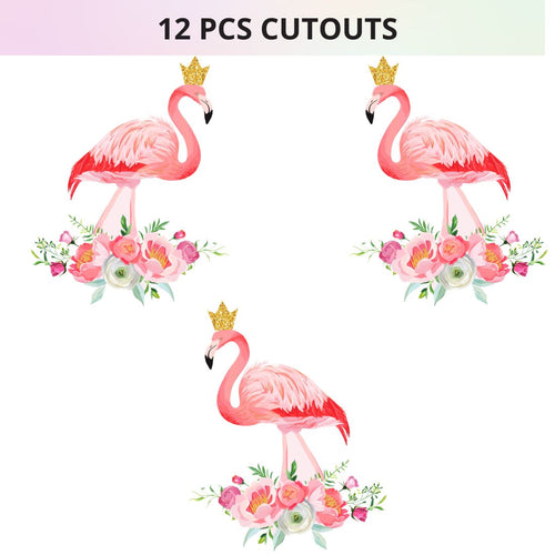 Load image into Gallery viewer, Flamingo Cut Outs Theme Birthday Decoration(12 Pcs)
