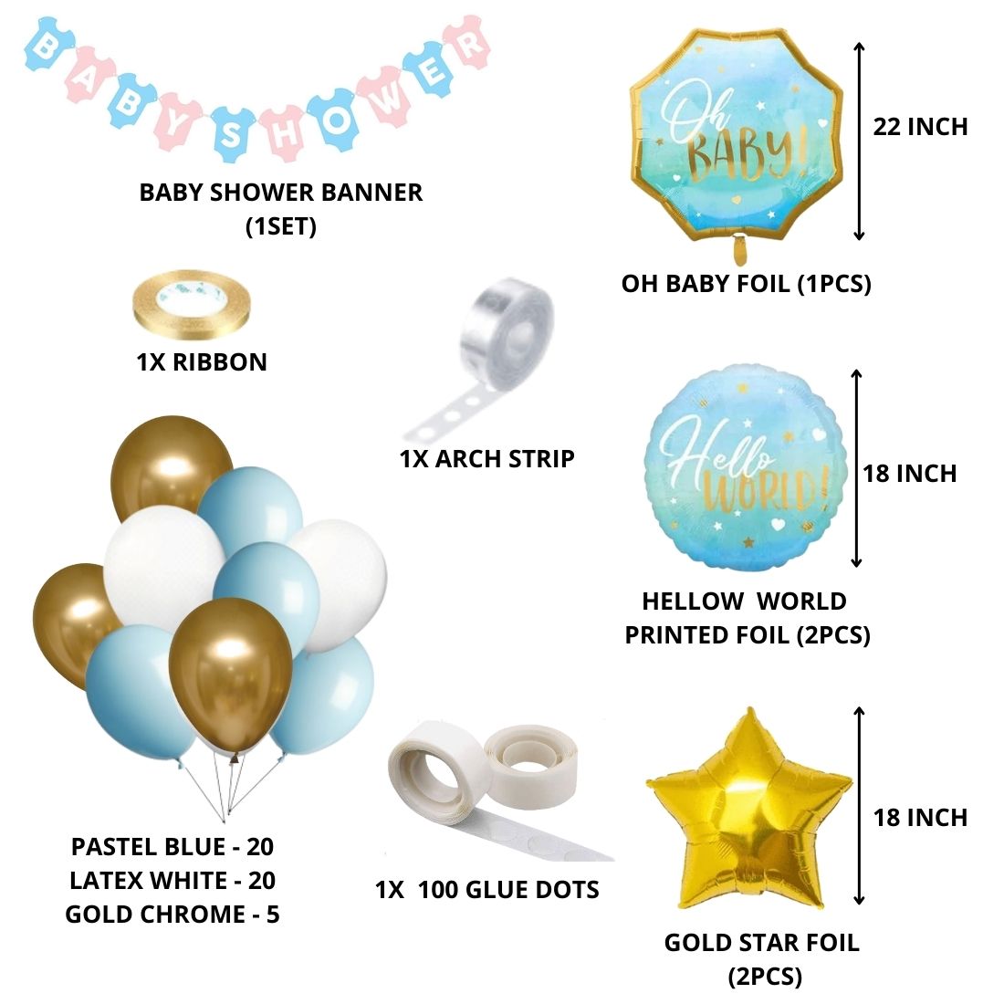 Baby Shower Theme Birthday Decoration DIY Kit (54 Pcs)
