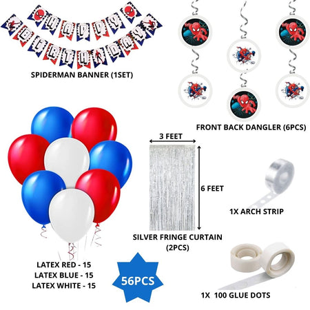 Spider superhero Theme Birthday Balloon Decoration DIY Kit (56Pcs)