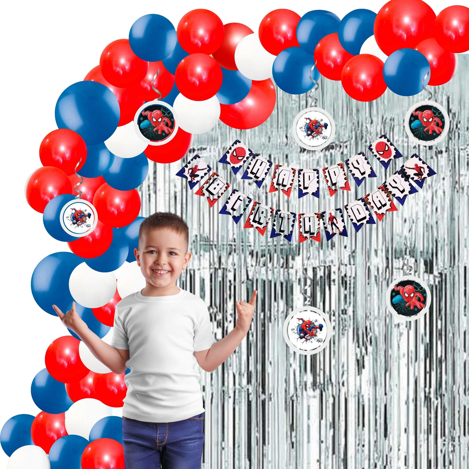 Spider superhero Theme Birthday Balloon Decoration DIY Kit (56Pcs)