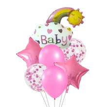 7 Pcs Set Star, Confetti, Latex Balloon &amp; Baby Pink Foil Balloon