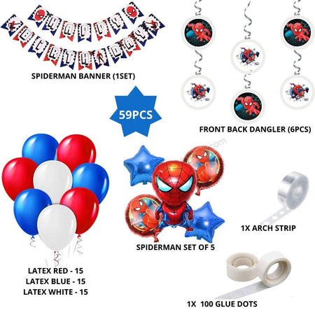 Spider Superhero Theme Birthday Balloon Decoration DIY Kit (59Pcs)
