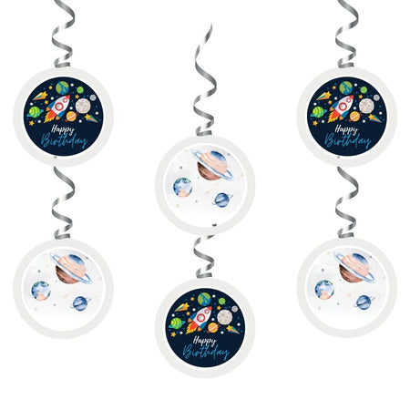 Space Dangler/Wall Hanging Birthday Decoration – (6 Pieces)