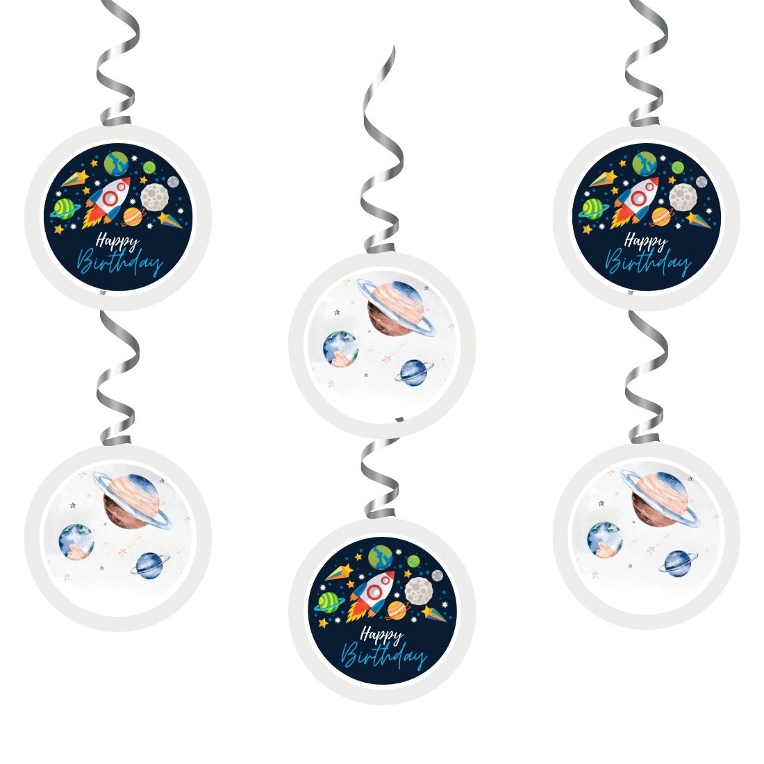 Space Dangler/Wall Hanging Birthday Decoration – (6 Pieces)