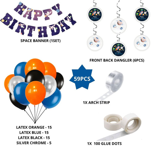 Load image into Gallery viewer, Space Theme Birthday Balloon Decoration DIY Kit (59Pcs)
