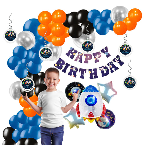 Load image into Gallery viewer, Space Theme Birthday Balloon Decoration DIY Kit (64Pcs)
