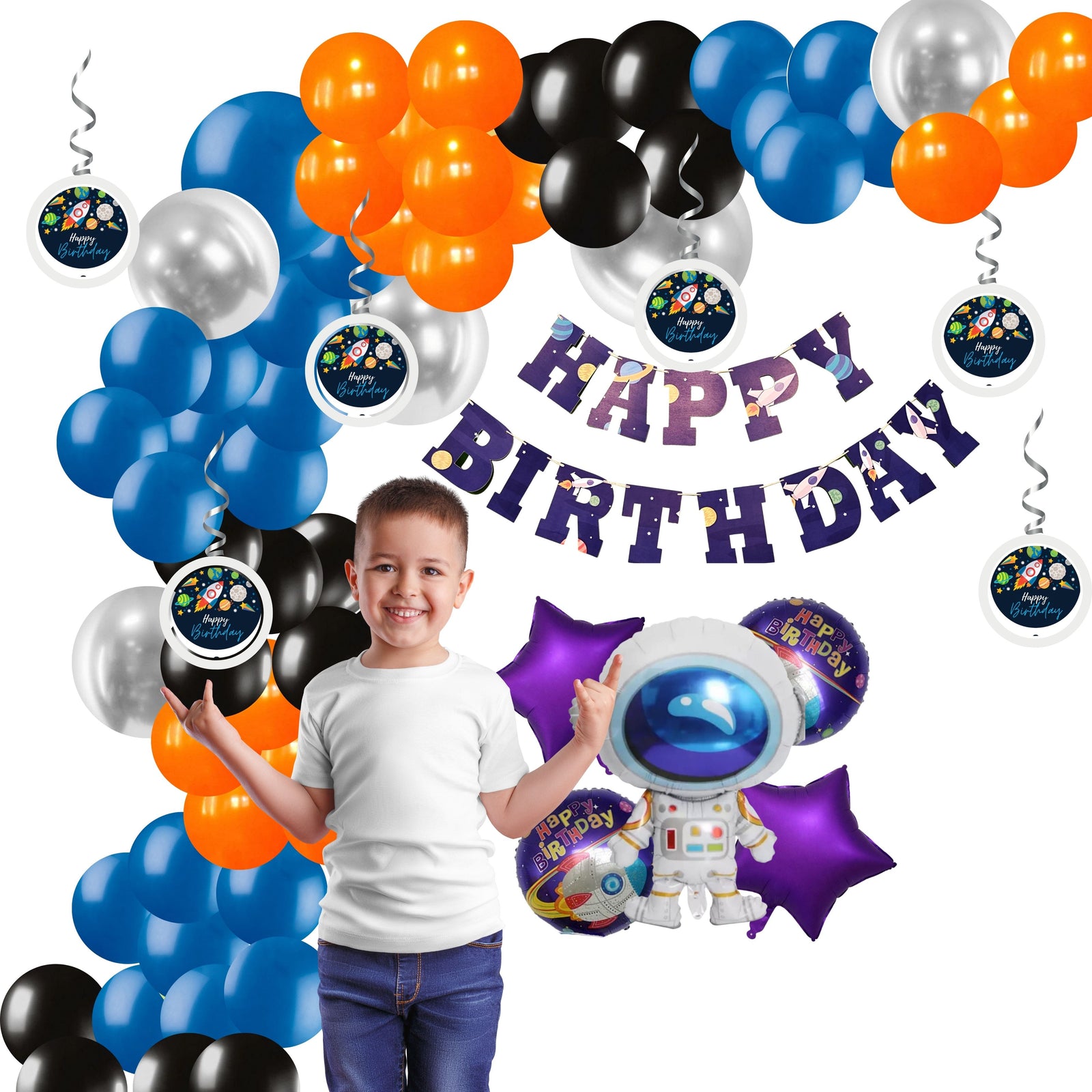 Space Theme Birthday Balloon Decoration DIY Kit (64Pcs)