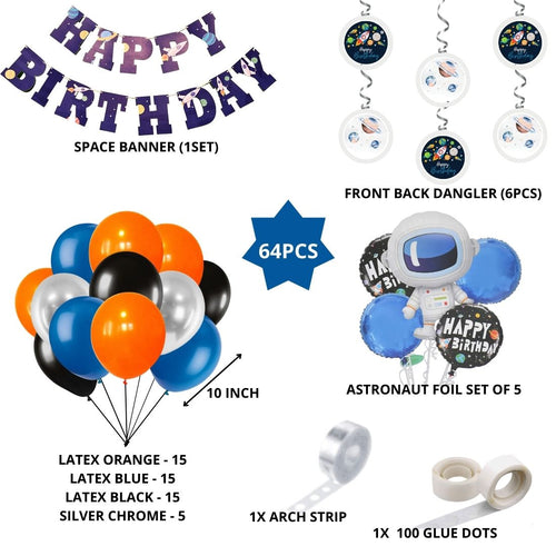 Load image into Gallery viewer, Space Theme Birthday Balloon Decoration DIY Kit (64Pcs)
