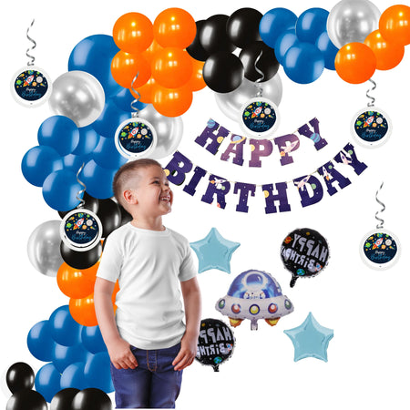 Space Theme Birthday Balloon Decoration DIY Kit (64Pcs)