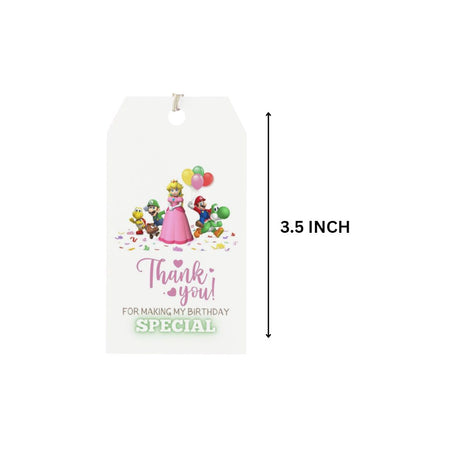 Super Girl And Mario Theme Birthday Favour Tags (2 x 3.5 inches/250 GSM Cardstock/Mixcolour/30Pcs)