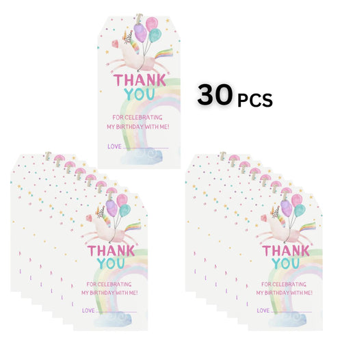 Load image into Gallery viewer, Unicorn Theme Birthday Favour Tags (2 x 3.5 inches/250 GSM Cardstock/Multicolour/30Pcs)
