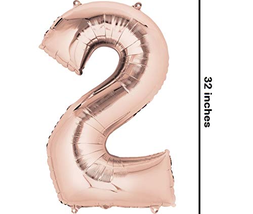 Load image into Gallery viewer, 32 Inches Number Foil Balloon, Rose Gold Color, Number 2
