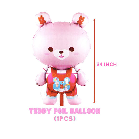 Its a Girl teddy Balloon for Decoration Items Baby Shower Props for Decorations Baby Girl foil Balloon - Pack of 5