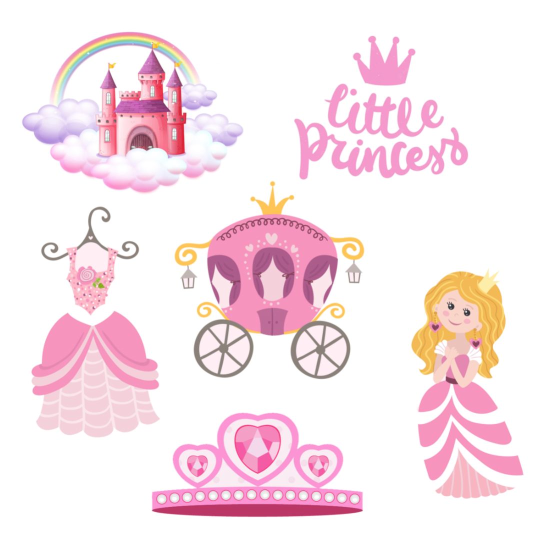 Little Princess Cut Outs Theme Birthday Decoration(12 Pcs)