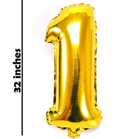 32 Inches Number Foil Balloon, Gold Color, Number 1