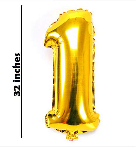 32 Inches Number Foil Balloon, Gold Color, Number 1