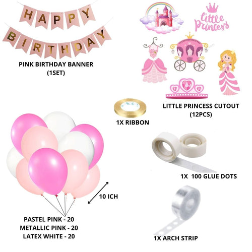 Load image into Gallery viewer, Little Princess Theme Birthday Balloon Decoration DIY Kit (76 Pcs)
