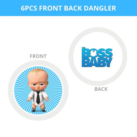 Boss Baby Boy Theme Hanging Danglers - Set of 6, Double-Sided Prints, 6 Inches Each with Hanging Ribbon