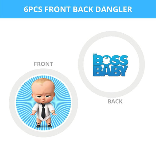 Load image into Gallery viewer, Boss Baby Boy Theme Hanging Danglers - Set of 6, Double-Sided Prints, 6 Inches Each with Hanging Ribbon
