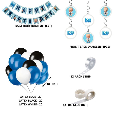 Boss Baby Theme Decorations Combo Set 69Pcs for Boys Birthday Decorations Items Set