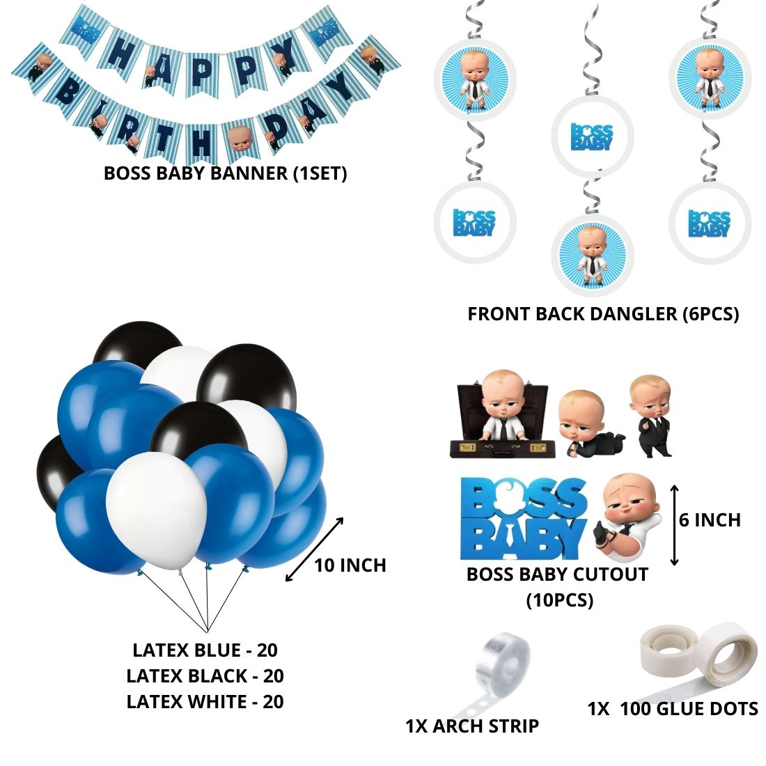 Boss Baby Theme Decorations Combo Set 79Pcs for Boys Birthday Decorations Items Set