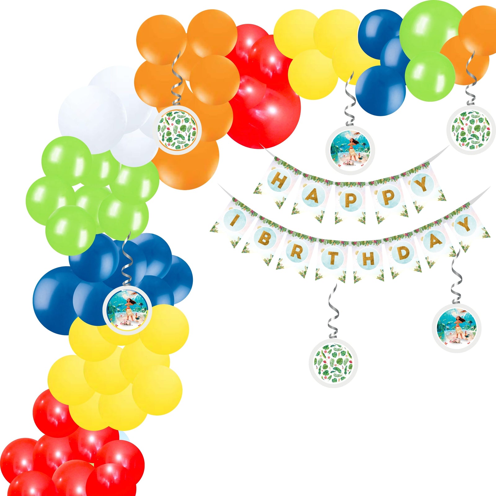 Party Decor Mall Moana Theme Decorations Combo Set 99Pcs for Girl Birthday Decorations Items Set