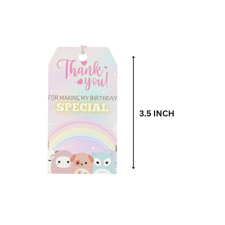 Squish Mallow Theme Birthday Favour Tags (2 x 3.5 inches/250 GSM Cardstock/Mixcolour/30Pcs)