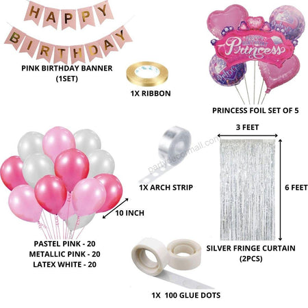 Princess Theme Birthday Balloon Decoration DIY Kit (71 Pcs)