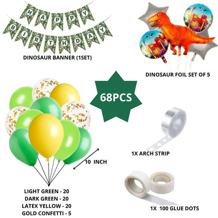 Dinosaur Theme Birthday Balloon Decoration DIY Kit (68Pcs)