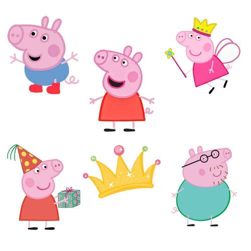 Load image into Gallery viewer, Peppa Pig Theme Birthday Cutouts (6 inches/250 GSM Cardstock/Mixcolour/12Pcs)

