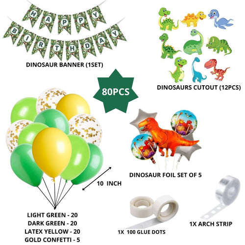 Load image into Gallery viewer, Dinosaur Theme Birthday Balloon Decoration DIY Kit (80Pcs)
