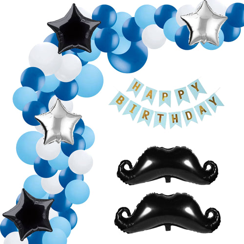 Load image into Gallery viewer, Moustache Theme Birthday Balloon Decoration DIY Kit (69Pcs)

