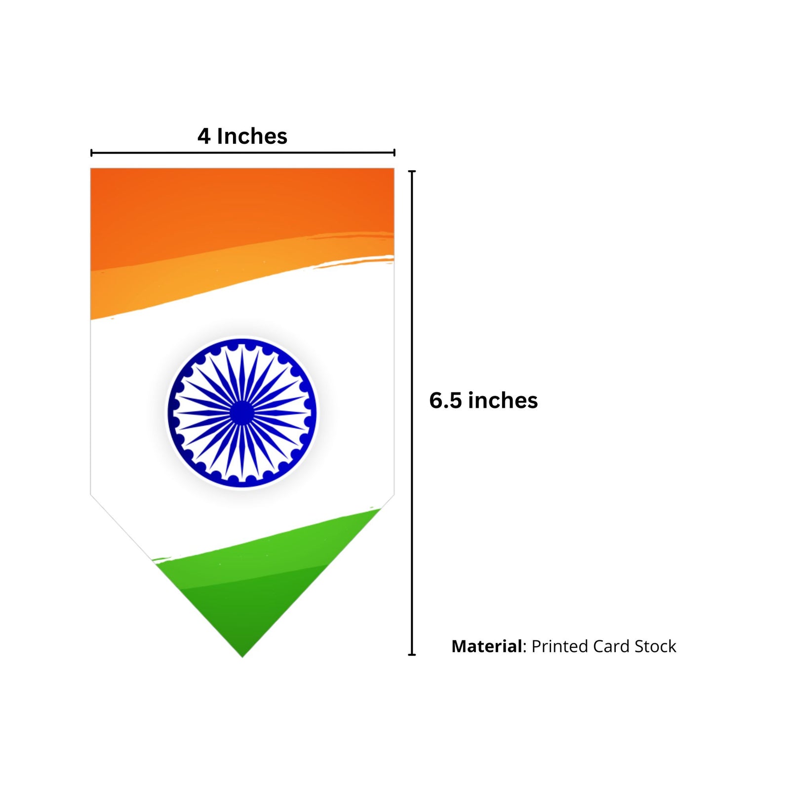 Tricolor Independence Day Bunting (6.5 Inches/250 GSM Cardstock/Orange , White , Green & Blue/14Pcs)