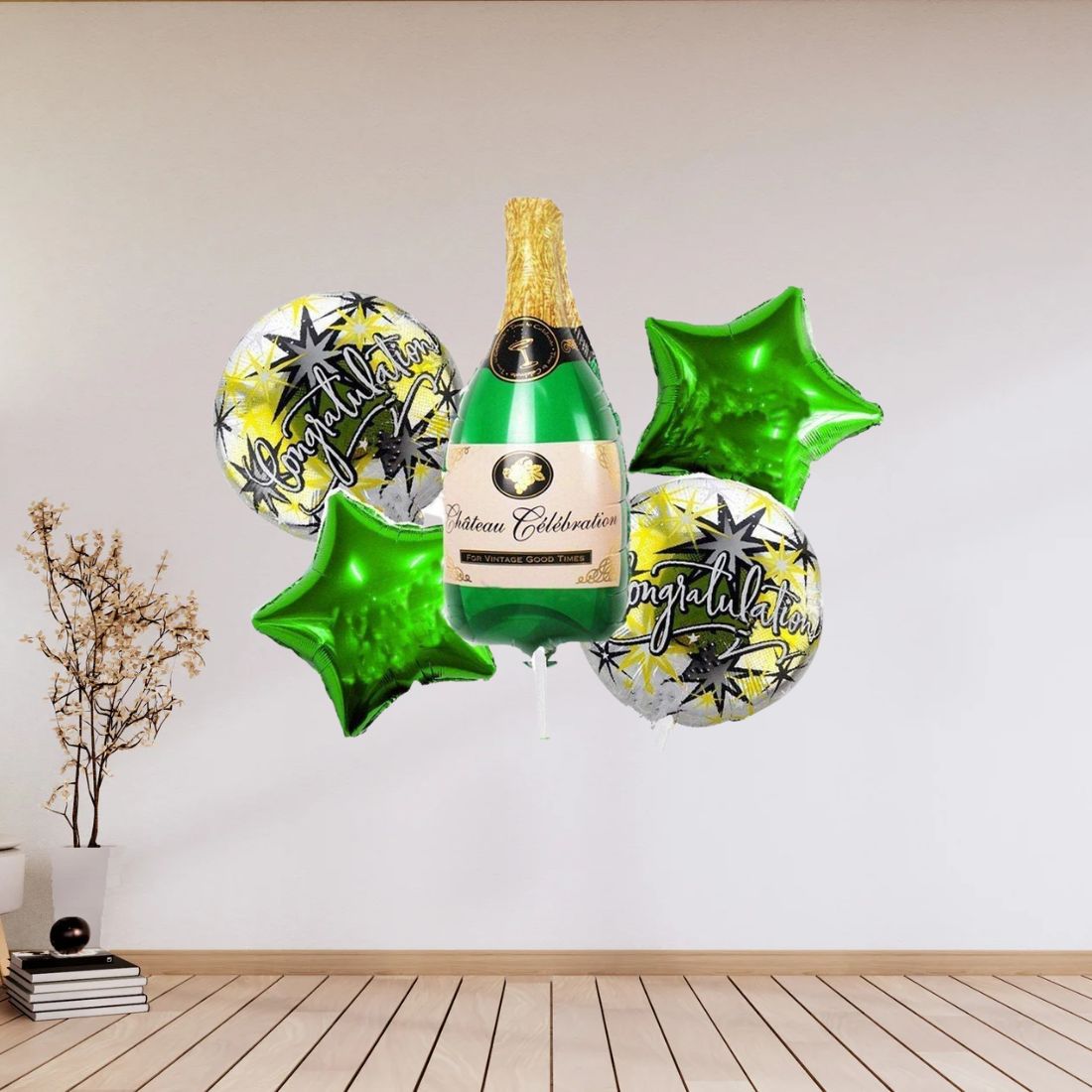 Congratulations foil balloon bouquet wine and congratulations
