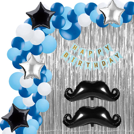 Moustache Theme Birthday Balloon Decoration DIY Kit (71Pcs)