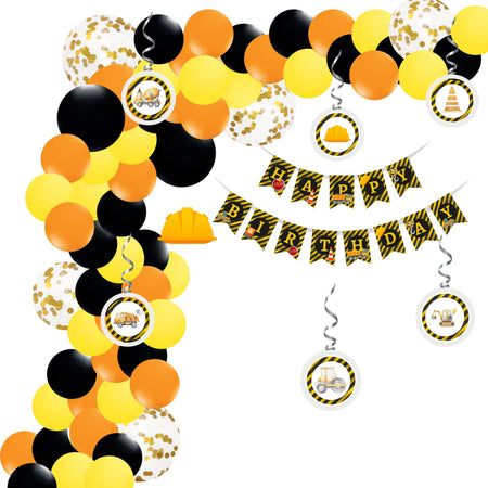 Construction Theme Birthday Balloon Decoration DIY Kit (74Pcs)