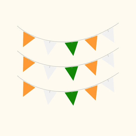 Tricolor Independence Day Bunting (5 Inches/250 GSM Cardstock/Orange , White , Green & Blue/28Pcs)