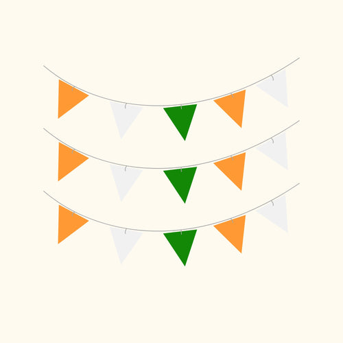 Load image into Gallery viewer, Tricolor Independence Day Bunting (5 Inches/250 GSM Cardstock/Orange , White , Green &amp; Blue/28Pcs)
