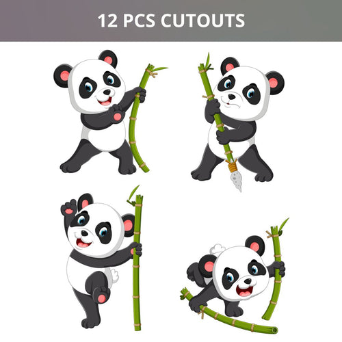 Load image into Gallery viewer, Panda Cut Outs Theme Birthday Decoration(12 Pcs)
