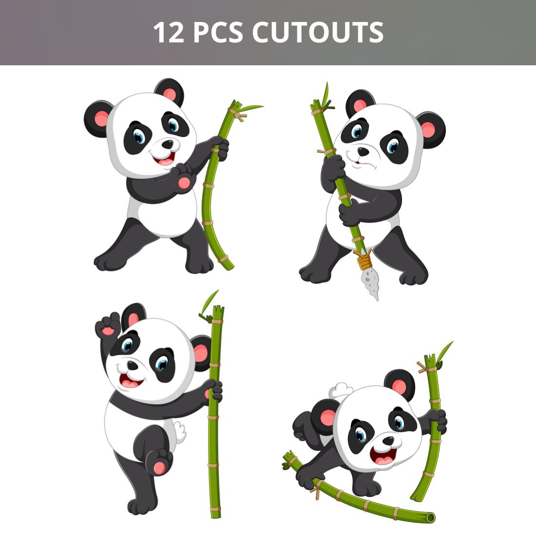 Panda Cut Outs Theme Birthday Decoration(12 Pcs)