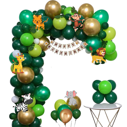 Load image into Gallery viewer, Jungle Theme Happy Birthday Party Decoration Combo,Jungle/Safari Themes Party Favors for Kids/1st Birthday Decoration (100pcs)
