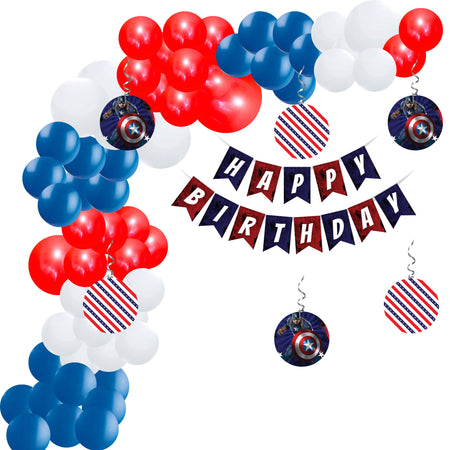 Captain America Theme Birthday Decoration Kit(84Pcs)